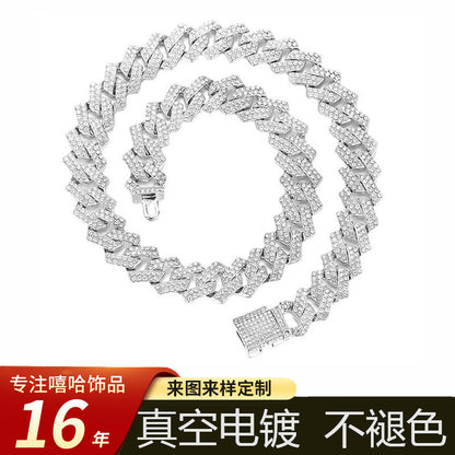 Popular Jewelry Rock Sugar Chain Children's European and American New Zircon Cuban Chain Hip Hop Jewelry Internet Celebrity Same Style Clothing Accessories
