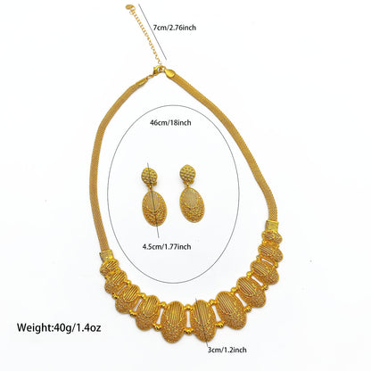 Imitation gold flower necklace earrings suit Dubai India Nigeria brass gold plated women wedding jewelry lot