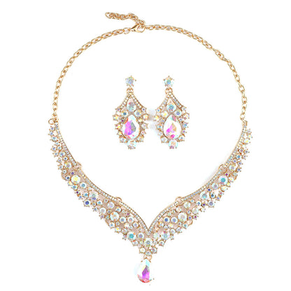 Cross-border foreign trade retro jewelry exaggerated necklace suit luxury crystal jewelry banquet dress accessories manufacturers direct supply