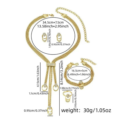 Hot Fashion Evening suit Jewelry Crystal Bridal Necklace Earrings Bracelet Four Pieces suit Boutique Light Luxury Jewelry