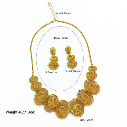 Imitation gold flower necklace earrings suit Dubai India Nigeria brass gold plated women wedding jewelry lot