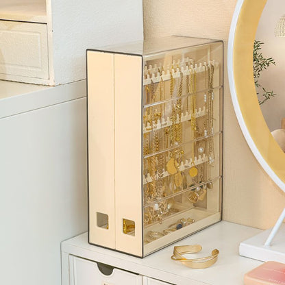 Gold Jewelry Storage Box Dust-proof Pull-out Anti-oxidation Earrings Necklace Ring Display Stand Desktop High-end Light Luxury