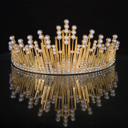Bridal Crown Headpiece Wedding Dress Hair Accessories Pearl Crown Accessories Princess Headband Jewelry Wedding Essentials Crystal
