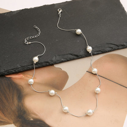 Sweet personality simple natural Joker imitation pearl necklace pearl necklace ladies necklace jewelry wholesale supply