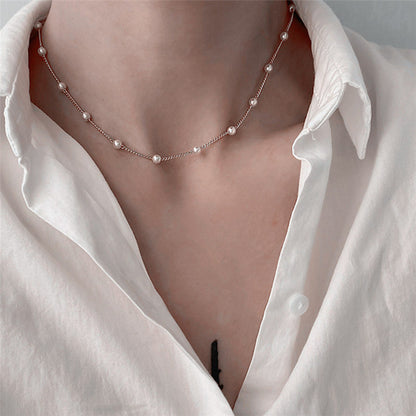 Sweet personality simple natural Joker imitation pearl necklace pearl necklace ladies necklace jewelry wholesale supply