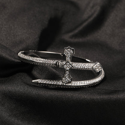 Hip-hop ancient cute European and American new sword of justice bracelet copper inlaid zircon full diamond trend Joker jewelry wholesale