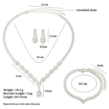 2026 Cross-Border Exclusive Supply Zircon Bridal Jewelry Earrings Bracelet Set Necklace Earrings Wedding Accessories