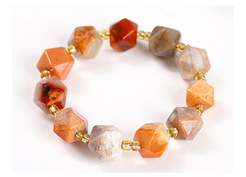 Jingdong Jewelry Natural Coral Jade Six-point Star Bracelet Personality Fashion Men's and Women's Single Circle Bracelet Wholesale