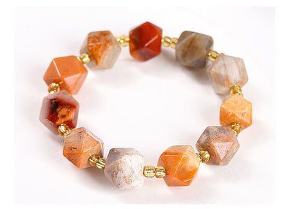 Jingdong Jewelry Natural Coral Jade Six-point Star Bracelet Personality Fashion Men's and Women's Single Circle Bracelet Wholesale