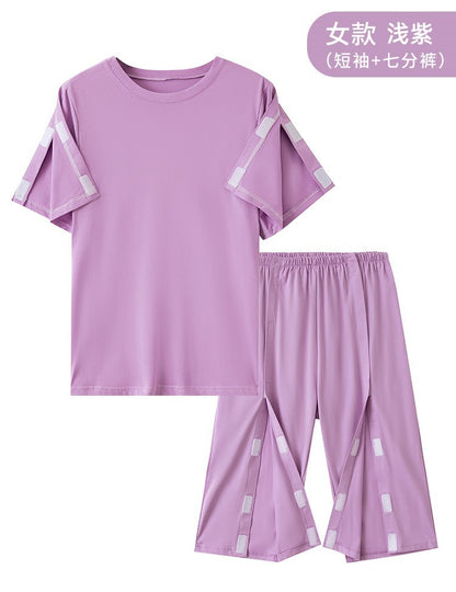 Summer patient care clothing easy to put on and take off hospital gown short sleeve cotton middle-aged and elderly medical clothing fracture clothing wholesale