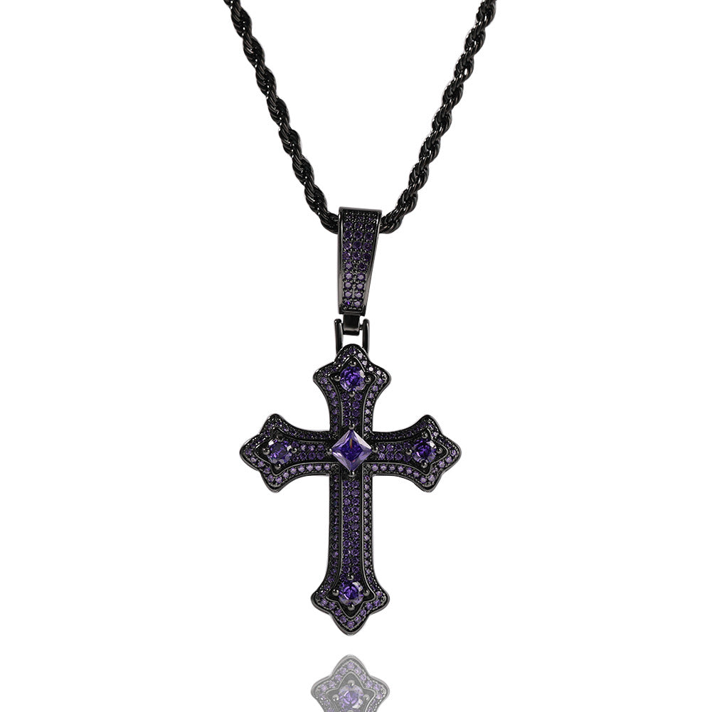 Europe and the United States cross-border jewelry hip-hop cross diamond pendant necklace retro niche Joker Net red necklace wholesale