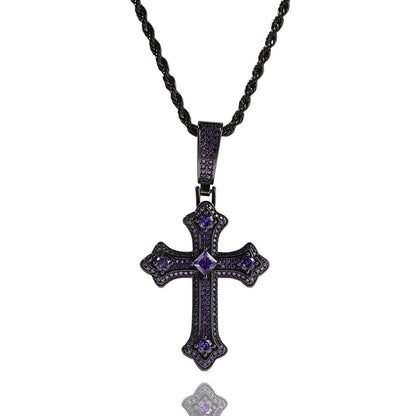 Europe and the United States cross-border jewelry hip-hop cross diamond pendant necklace retro niche Joker Net red necklace wholesale