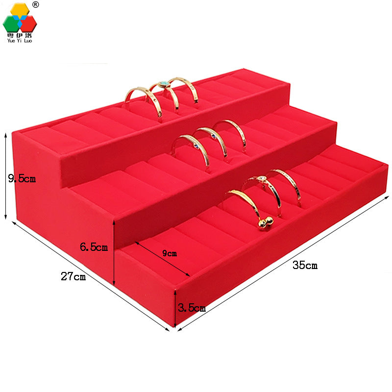 Ice Flower Velvet Jewelry Box Display Plate Ring Bracelet Trapezoidal Jewelry Display Stand Gold and Silver Jewelry Props