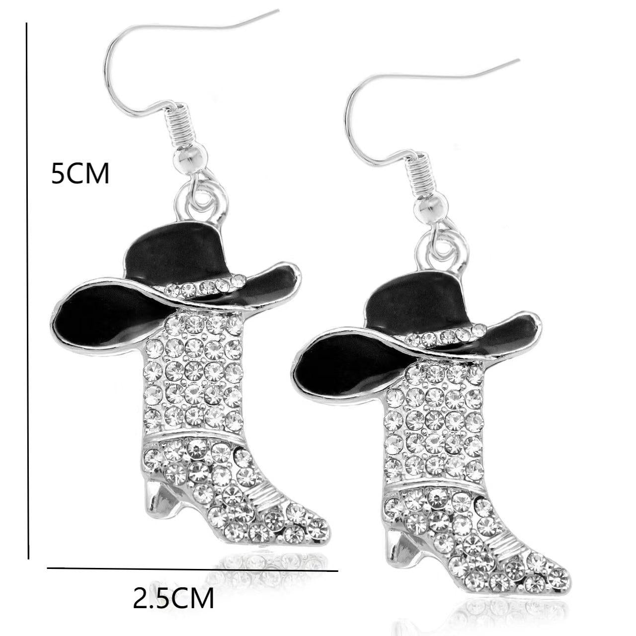 European and American personality niche western boots earrings diamond pendant earrings Joker ladies earrings jewelry wholesale 166
