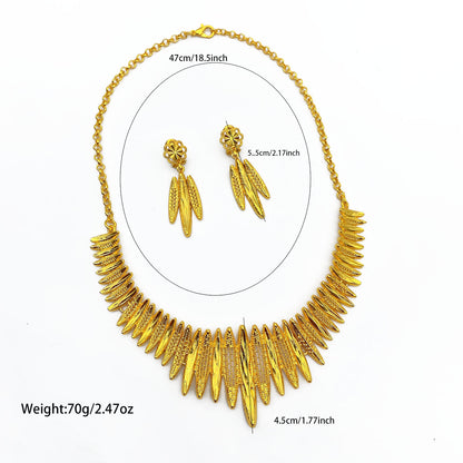 Imitation gold flower necklace earrings suit Dubai India Nigeria brass gold plated women wedding jewelry lot