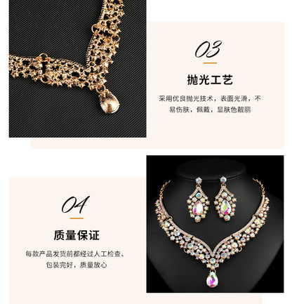 Cross-border foreign trade retro jewelry exaggerated necklace suit luxury crystal jewelry banquet dress accessories manufacturers direct supply
