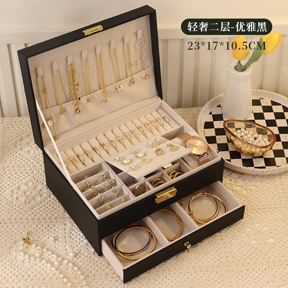 High-end jewelry storage box necklace earrings earrings earrings bracelet ring exquisite jewelry gold jewelry large capacity