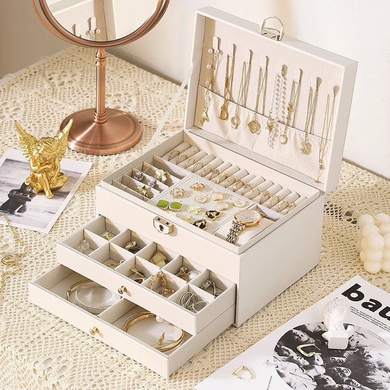 Jewelry Box Earrings Earrings Necklace Ring High-grade Exquisite Large Capacity Gold Jewelry Hand Jewelry Storage Box
