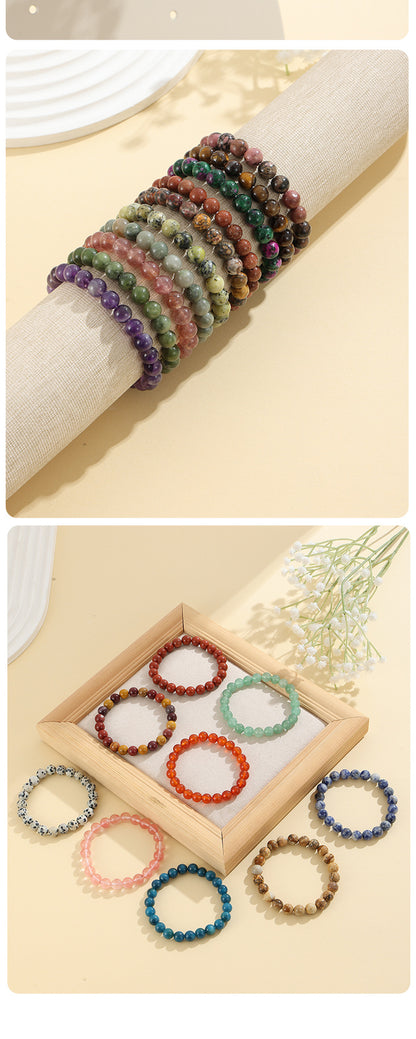 European and American Cross-Border Hot-Selling Popular Jewelry 8mm Natural Stone Bracelet Amethyst Tiger Eye Stone Agate Bracelet Jewelry