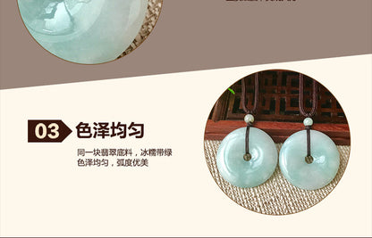 Jade Pendant with Natural Jadeite, Peaceful Buckle, Guanyin Jade Buddha, Burmese Jade Jewelry Factory Wholesale S2091518