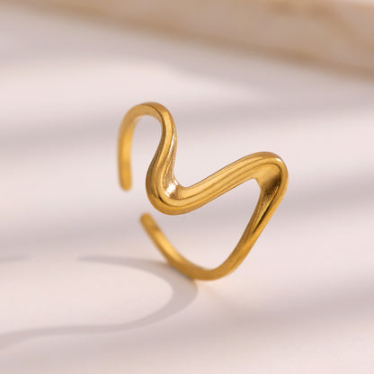 European and American Fashionable Simple Stainless Steel Ring for Women, Non-Fading 18K Gold Jewelry, Niche High-End Line Hand Jewelry