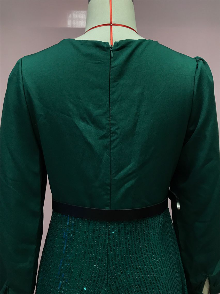 2025 Dress Women's Spring & Fall High-End V Neck Long-Sleeved Shirt Elegant Waist Sequin French Wide-Leg Pants