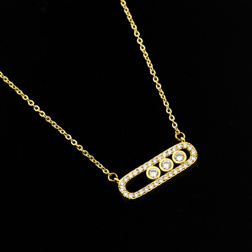 Factory direct Korean creative simple charming zircon two-color necklace jewelry Joker three-color optional