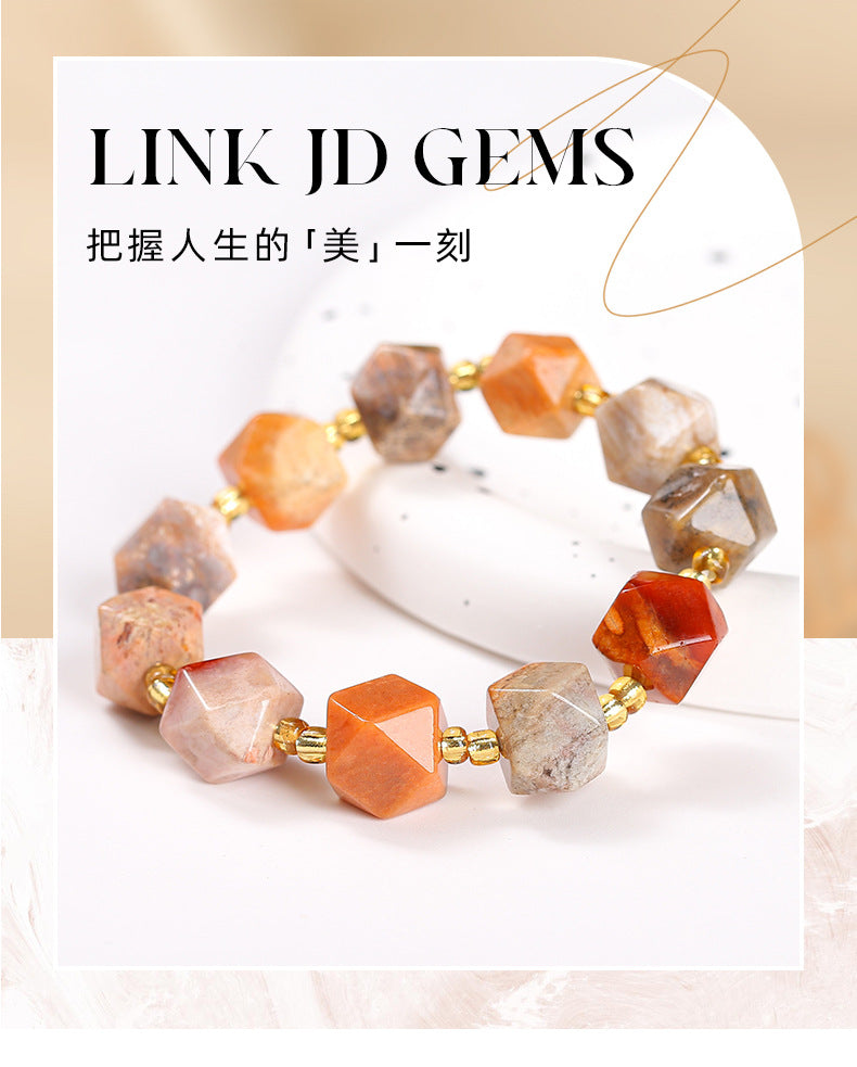 Jingdong Jewelry Natural Coral Jade Six-point Star Bracelet Personality Fashion Men's and Women's Single Circle Bracelet Wholesale