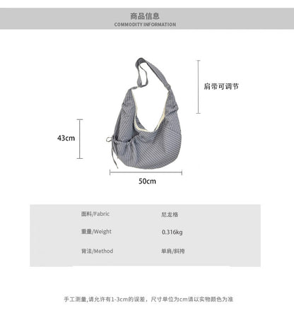 Retro Plaid Hobos Messenger Bags for Women Drawstring Pocket Nylon Dumpling Bag Large Capacity Portable Travel Shoulder Bags