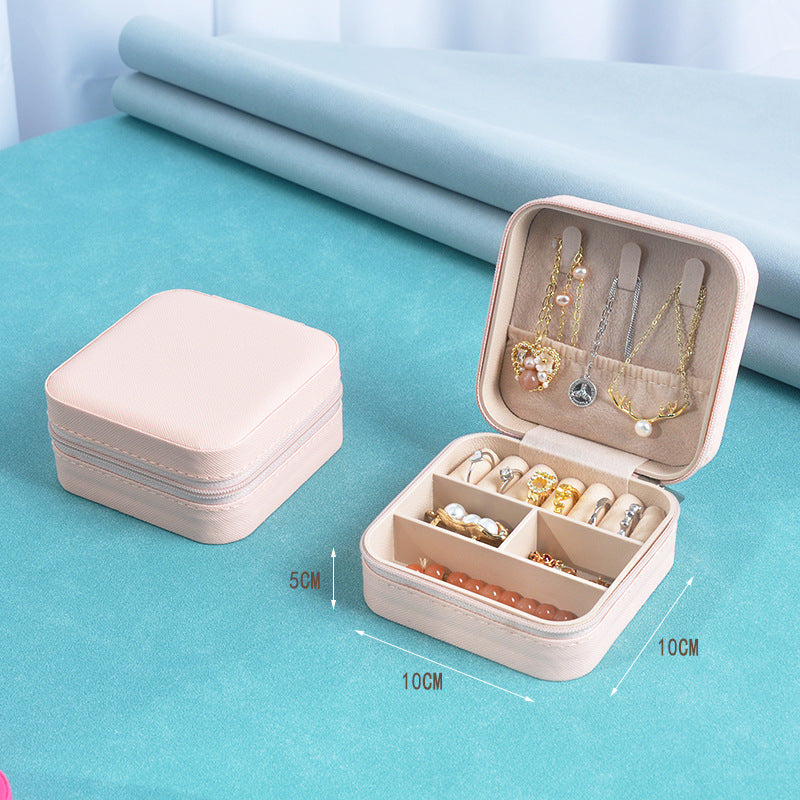 Cross-border jewelry box travel portable earring necklace ring box jewelry storage box in stock wholesale