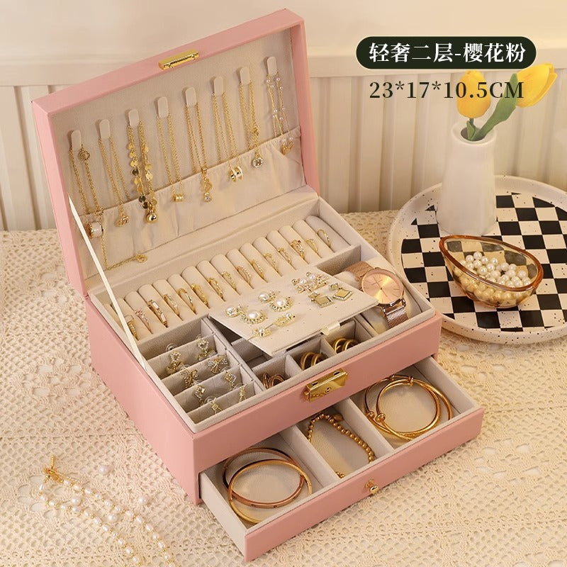 High-end jewelry storage box necklace earrings earrings earrings bracelet ring exquisite jewelry gold jewelry large capacity