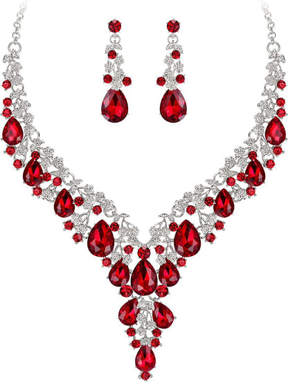 Factory Direct Sales of Cross-Border Popular Water Drop Necklace and Earrings Jewelry Sets, Wedding Dresses, Evening Wear, New Jewelry Accessories