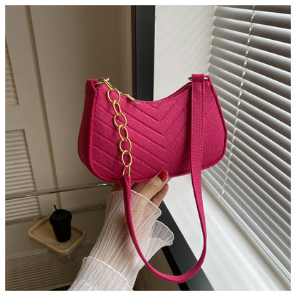 Mini Shoulder Bags for Women Fashion Felt Women's Bag Design Advanced Underarm Handbags Beautiful Purses Crescent SaddleBag 2025