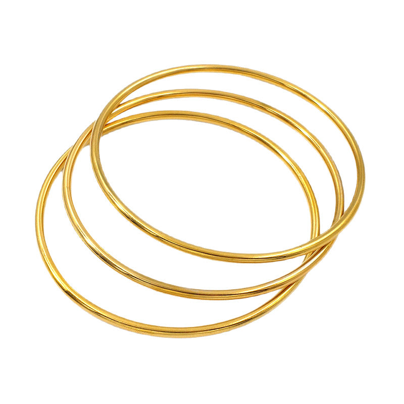 Cross-Border Round Simple Bracelet Titanium Steel Non-Fading Jewelry Light Luxury High-End Coil Bracelet Stainless Steel Jewelry
