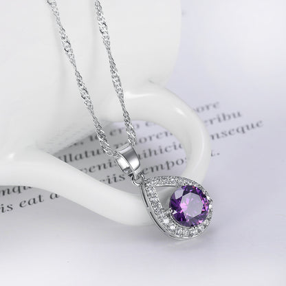Cross-border ins trendy line jewelry suit angel tears water drop necklace earrings literary female zircon jewelry suit
