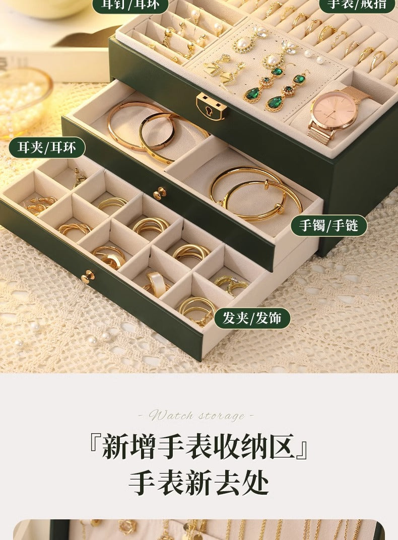 High-end jewelry storage box necklace earrings earrings earrings bracelet ring exquisite jewelry gold jewelry large capacity