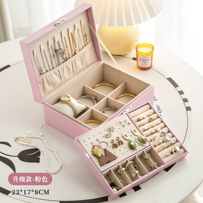 High-end jewelry storage box necklace earrings earrings earrings bracelet ring exquisite jewelry gold jewelry large capacity