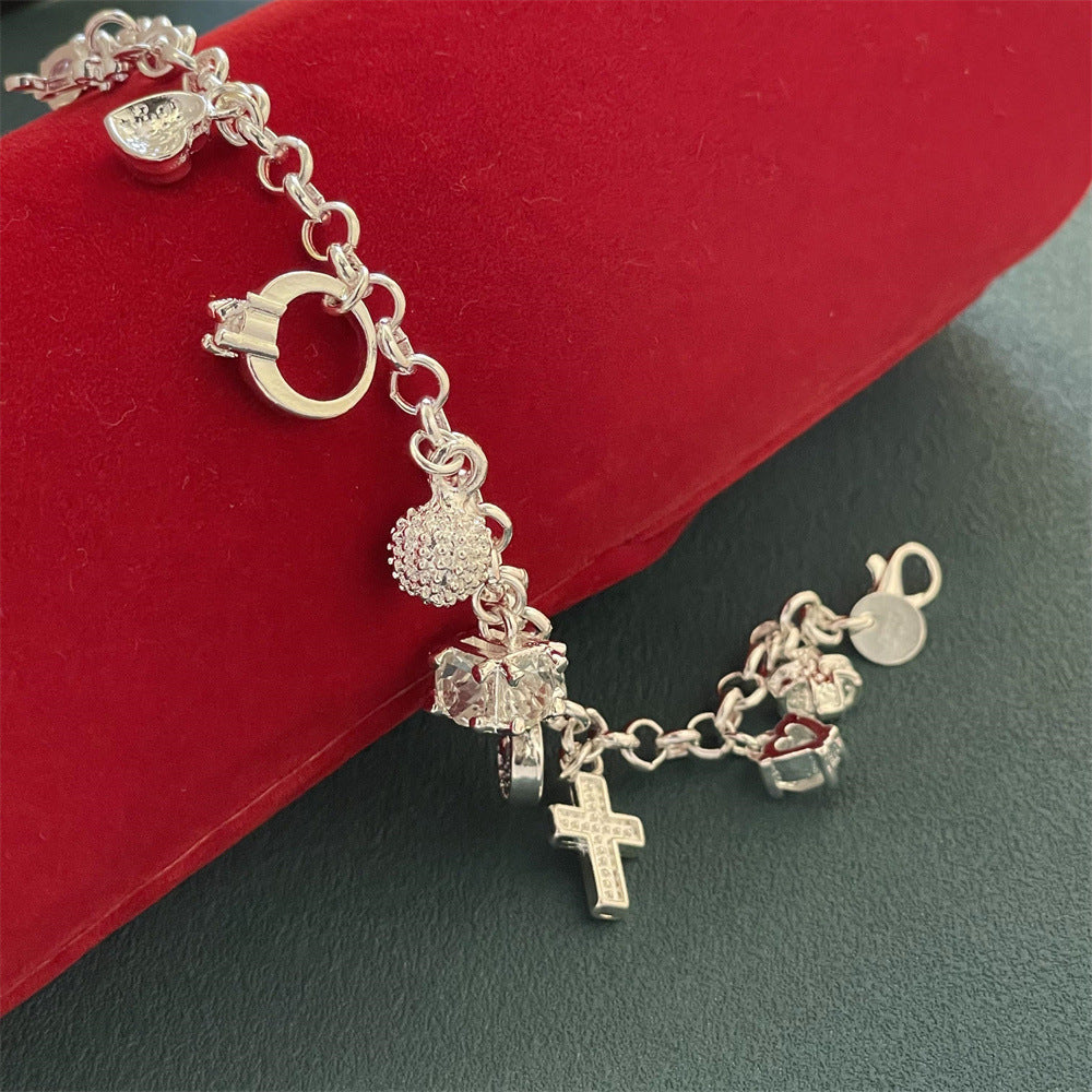 Foreign trade jewelry silver-plated 13 hanging bracelet trembles small red book net red with in stock wholesale bracelet