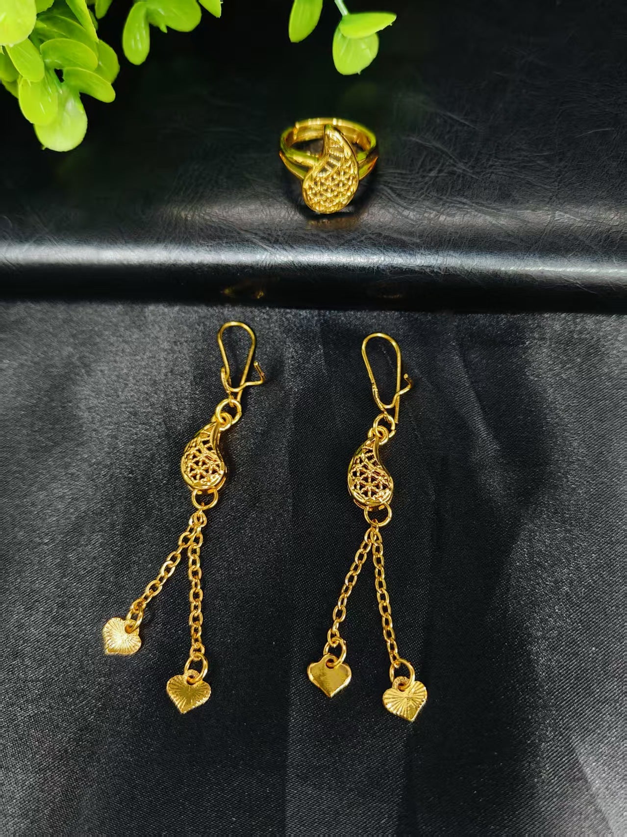 Cross-Border Hot Selling Dubai Luxury 24K Jewelry Necklace Earrings Ring Bracelet Four-Piece Bridal Wedding Tassel Set