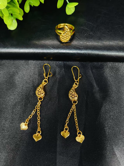 Cross-Border Hot Selling Dubai Luxury 24K Jewelry Necklace Earrings Ring Bracelet Four-Piece Bridal Wedding Tassel Set