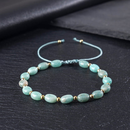 Zhuhang Jewelry Cross-Border New Natural Stone Irregular Bracelet Adjustable Braided Rope Bracelet
