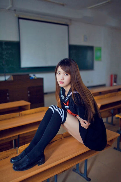 Japanese sailor suit Anime costume Girls High school student uniform ,Long-sleeve JK uniform sexy clothing navy color