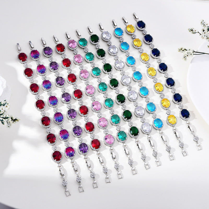 European and American fashion four-piece jewelry caibao zircon necklace suit high temperament earrings jewelry suit multicolor
