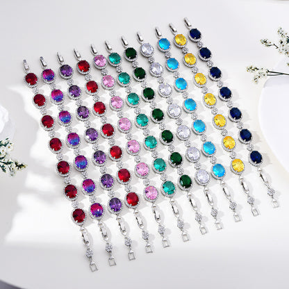 European and American fashion four-piece jewelry caibao zircon necklace suit high temperament earrings jewelry suit multicolor