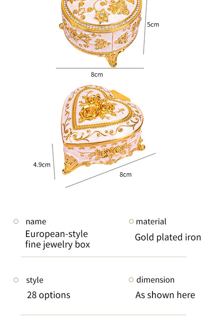 Cross-border E-commerce European-style Retro Metal Jewelry Box Exquisite Enamel Color Necklace Jewelry Storage Box Princess Jewelry Box