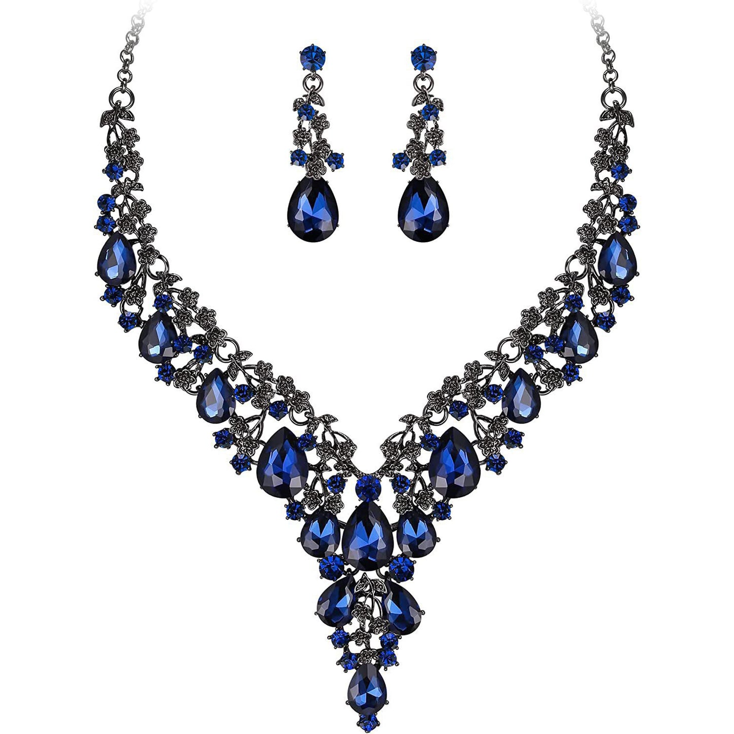 Factory Direct Sales of Cross-Border Popular Water Drop Necklace and Earrings Jewelry Sets, Wedding Dresses, Evening Wear, New Jewelry Accessories