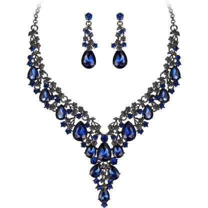 Factory Direct Sales of Cross-Border Popular Water Drop Necklace and Earrings Jewelry Sets, Wedding Dresses, Evening Wear, New Jewelry Accessories