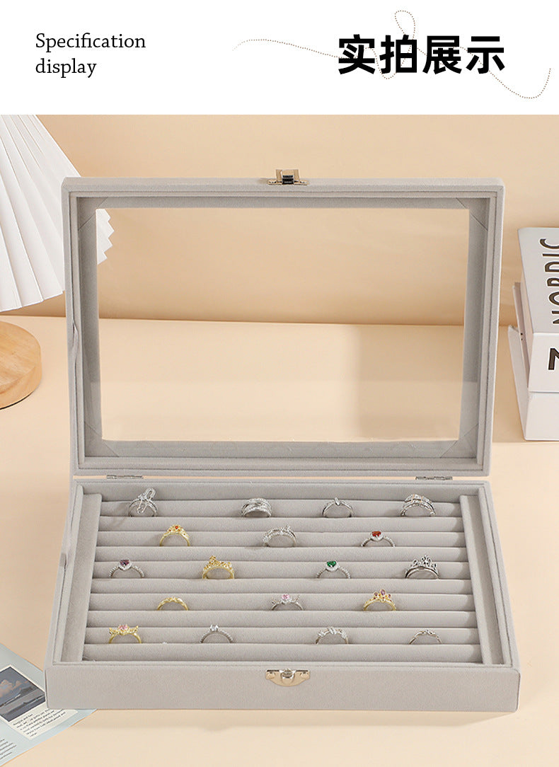 New Jewelry Box Large Capacity Flannel Jewelry Box Ring Necklace Earrings Storage Box Advanced Portable Dust-proof Box