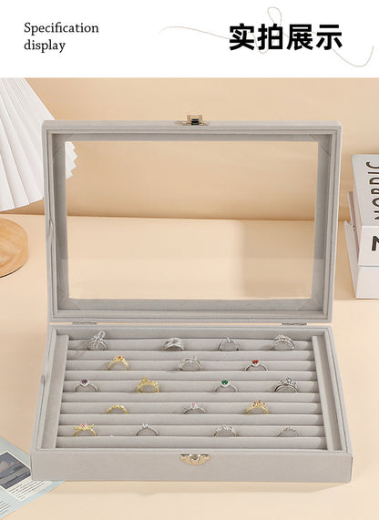 New Jewelry Box Large Capacity Flannel Jewelry Box Ring Necklace Earrings Storage Box Advanced Portable Dust-proof Box