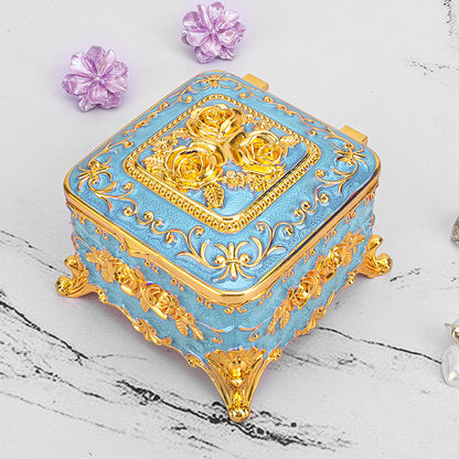 Cross-border E-commerce European-style Retro Metal Jewelry Box Exquisite Enamel Color Necklace Jewelry Storage Box Princess Jewelry Box